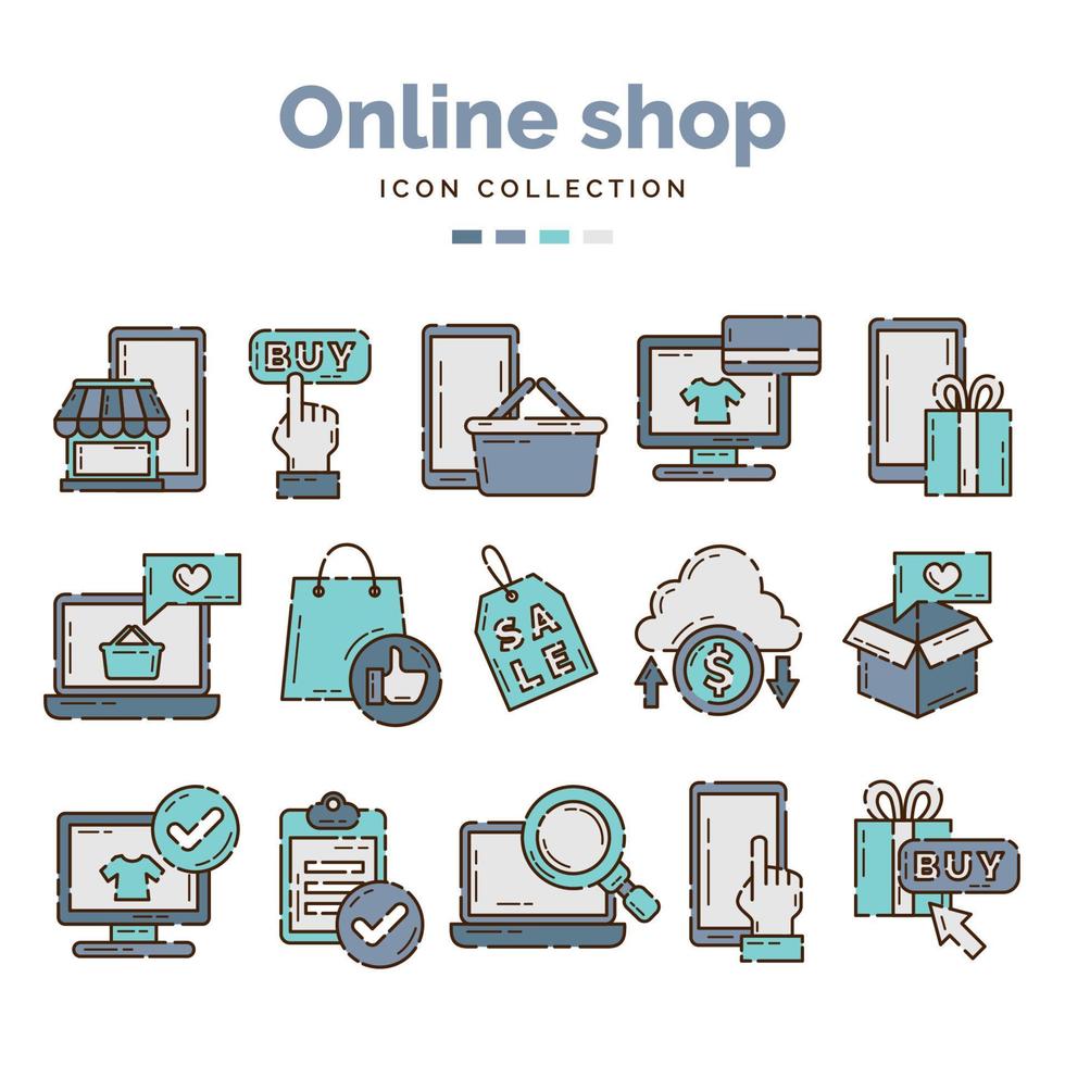 Online shop icon collection vector