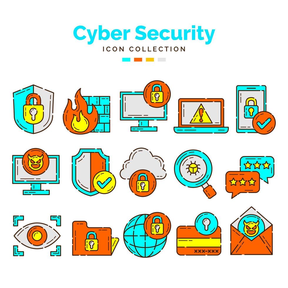 colección de iconos de seguridad cibernética vector