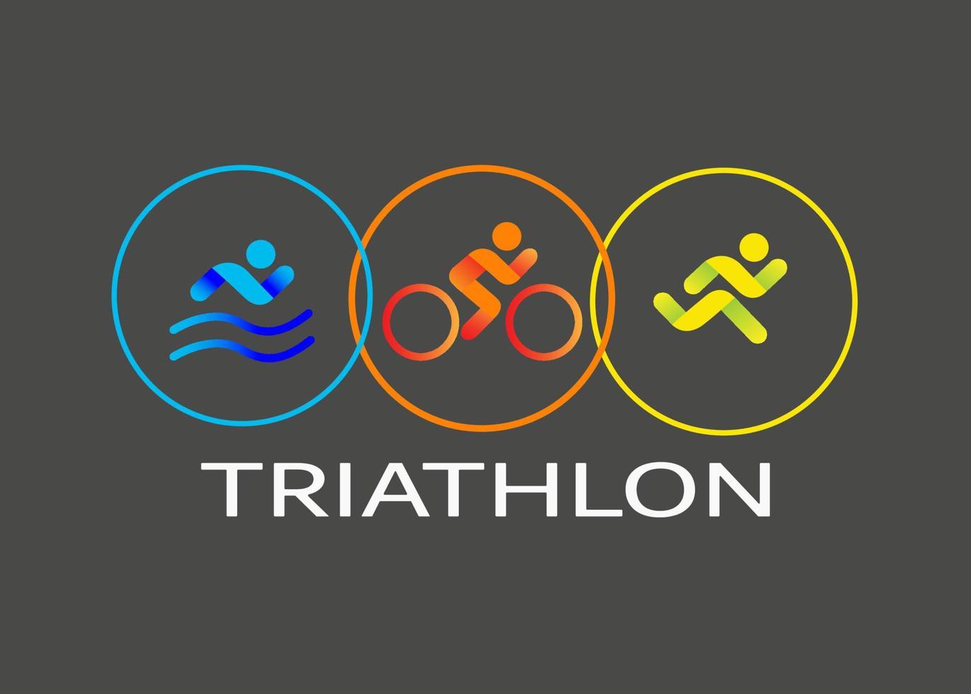 banner sobre el tema del deporte, triatlón. siluetas de atletas, nadadores, ciclistas, corredores. vector