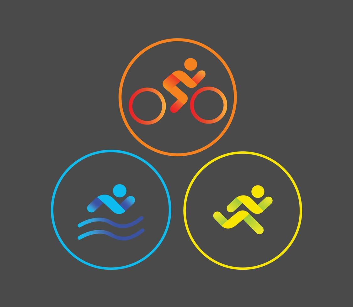 Banner on the theme of sport, triathlon. Silhouettes of athletes, swimmer, cyclist, runner. vector