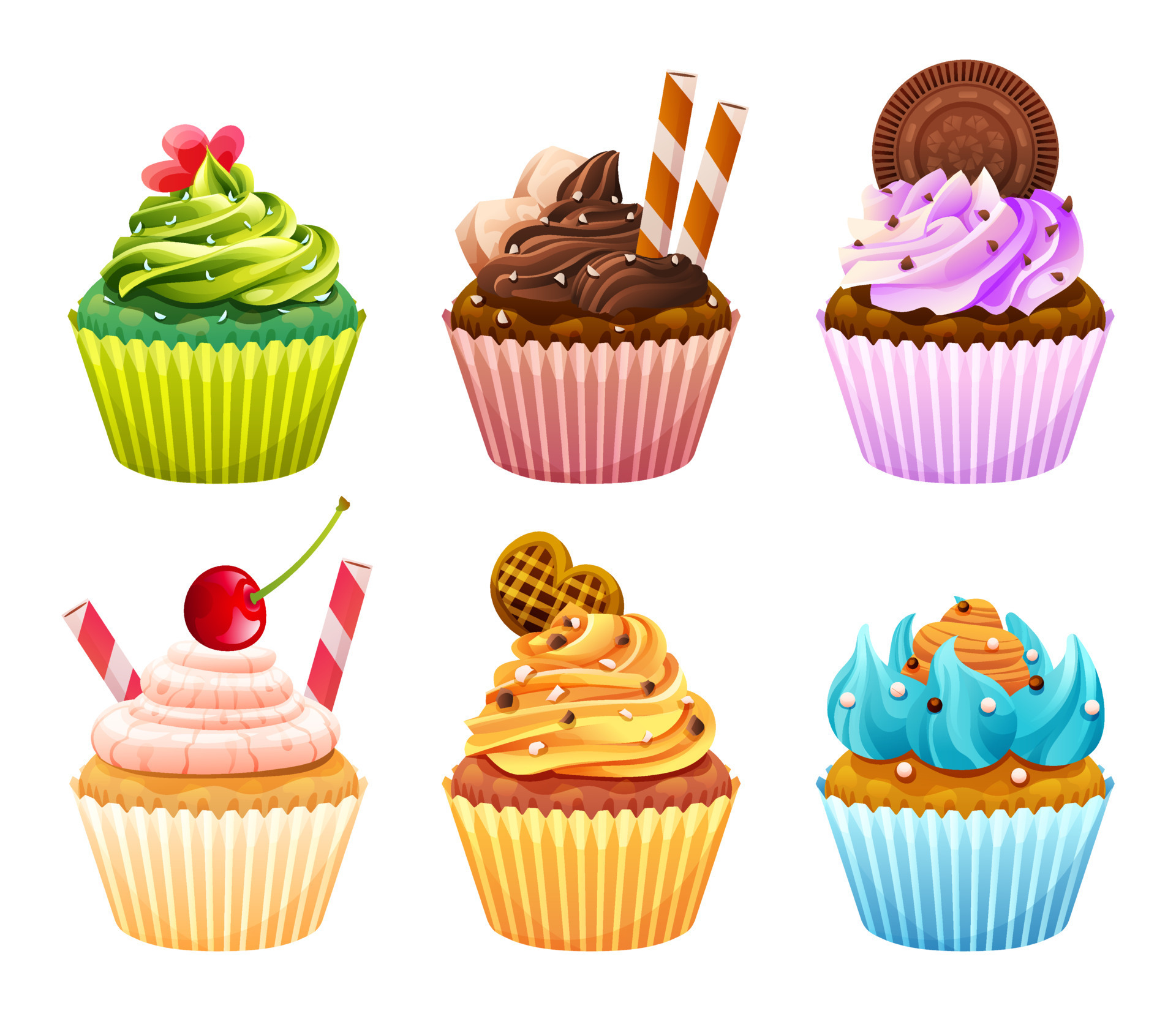 Set Of Various Colorful Sweet Cupcakes Cartoon Illustration 7817640 Set Of Various Colorful Sweet Cupcakes Cartoon Illustration 7817640