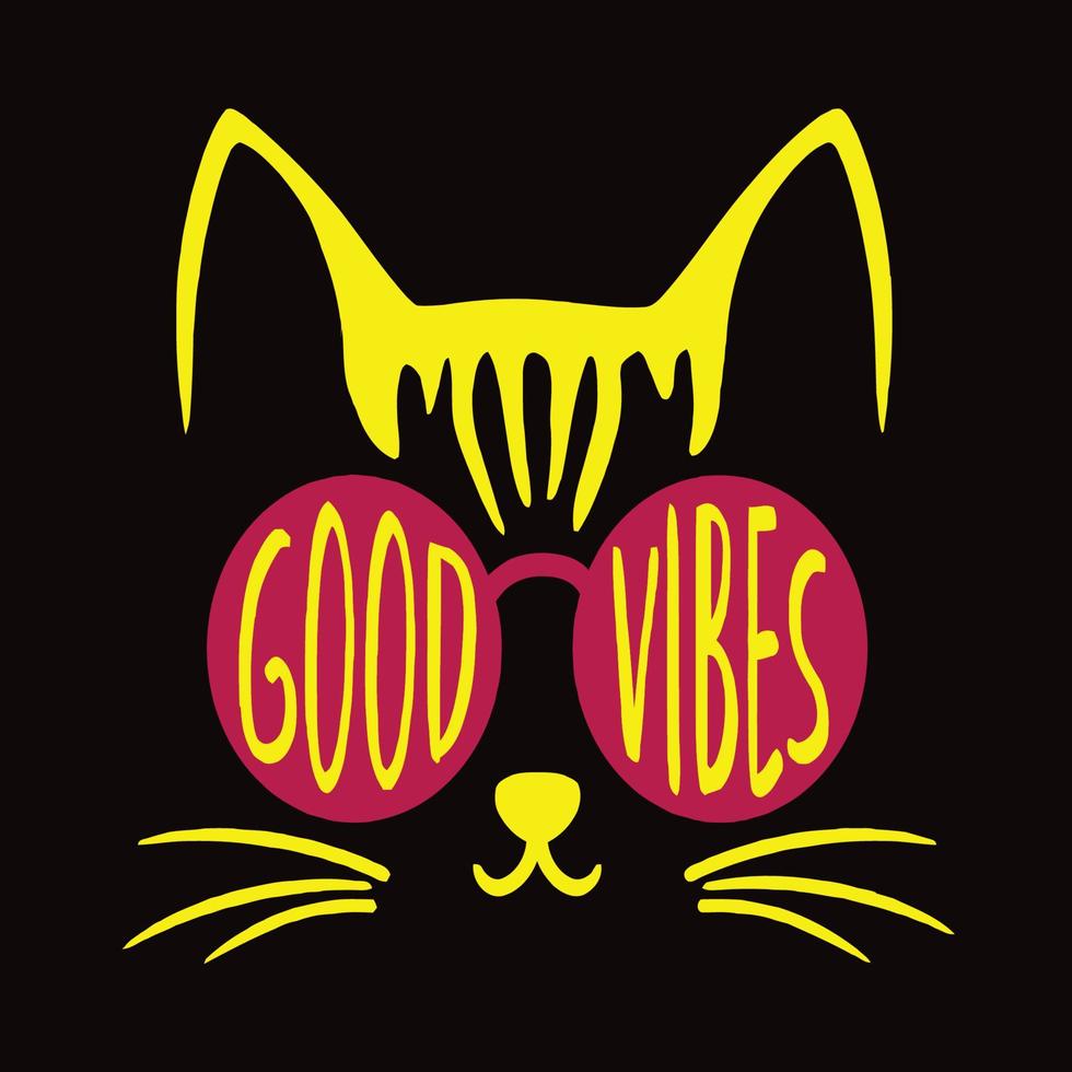 Good Vibes cat poster vector