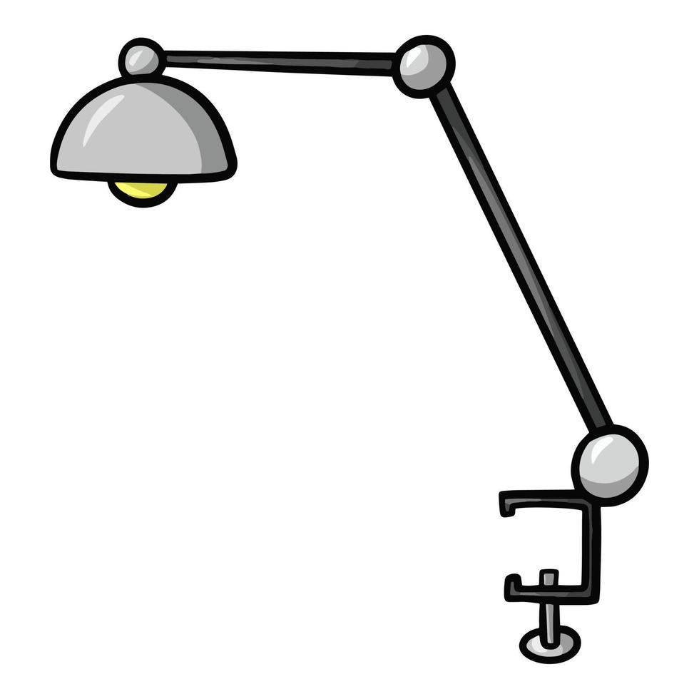 Stylish table lamp for home and office, cartoon style drawing, vector illustration on white background