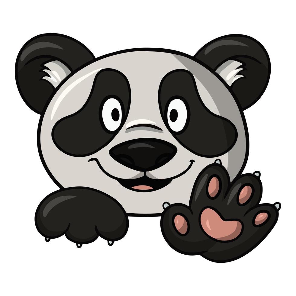 lindo pequeño personaje panda riendo, lindos pandas esponjosos en estilo de dibujos animados, ilustración vectorial aislada en fondo blanco vector