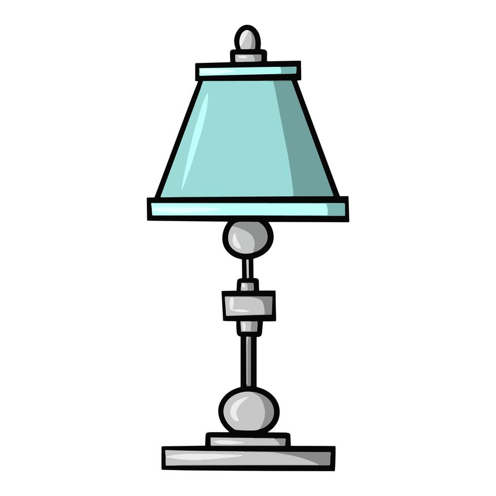elegante lámpara de mesa plateada con un tono azul claro en una ilustración  vectorial estilo caricatura sobre un fondo blanco 7817778 Vector en Vecteezy