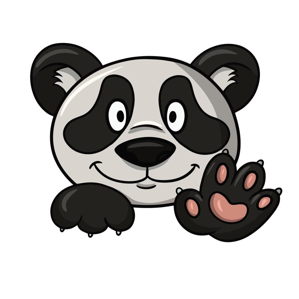 lindas sonrisas de panda pequeño, lindos pandas esponjosos en estilo de dibujos animados, ilustración vectorial aislada en fondo blanco vector