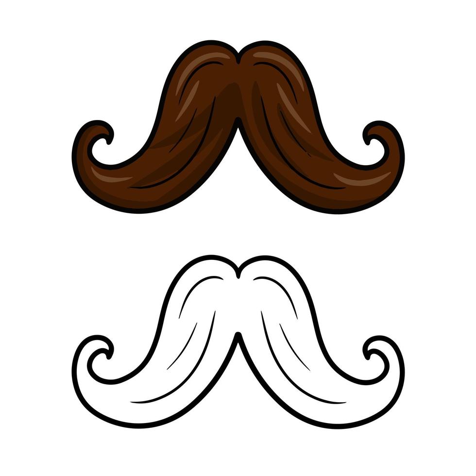 bigote divertido de dibujos animados para fiestas y bromas prácticas, bigote divertido falso. ilustración vectorial sobre un fondo blanco, un conjunto de imágenes de color y croquis. vector