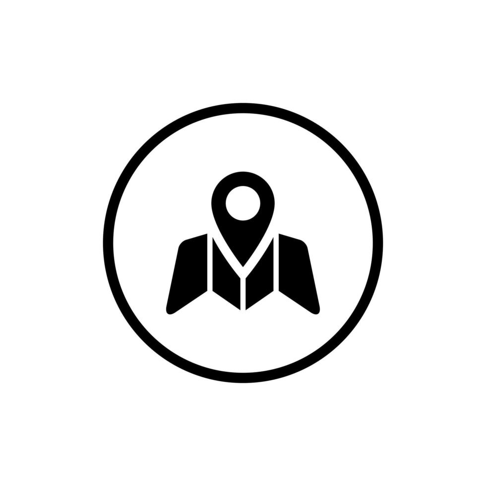 Pin map button icon in circle line. Location marker symbol vector