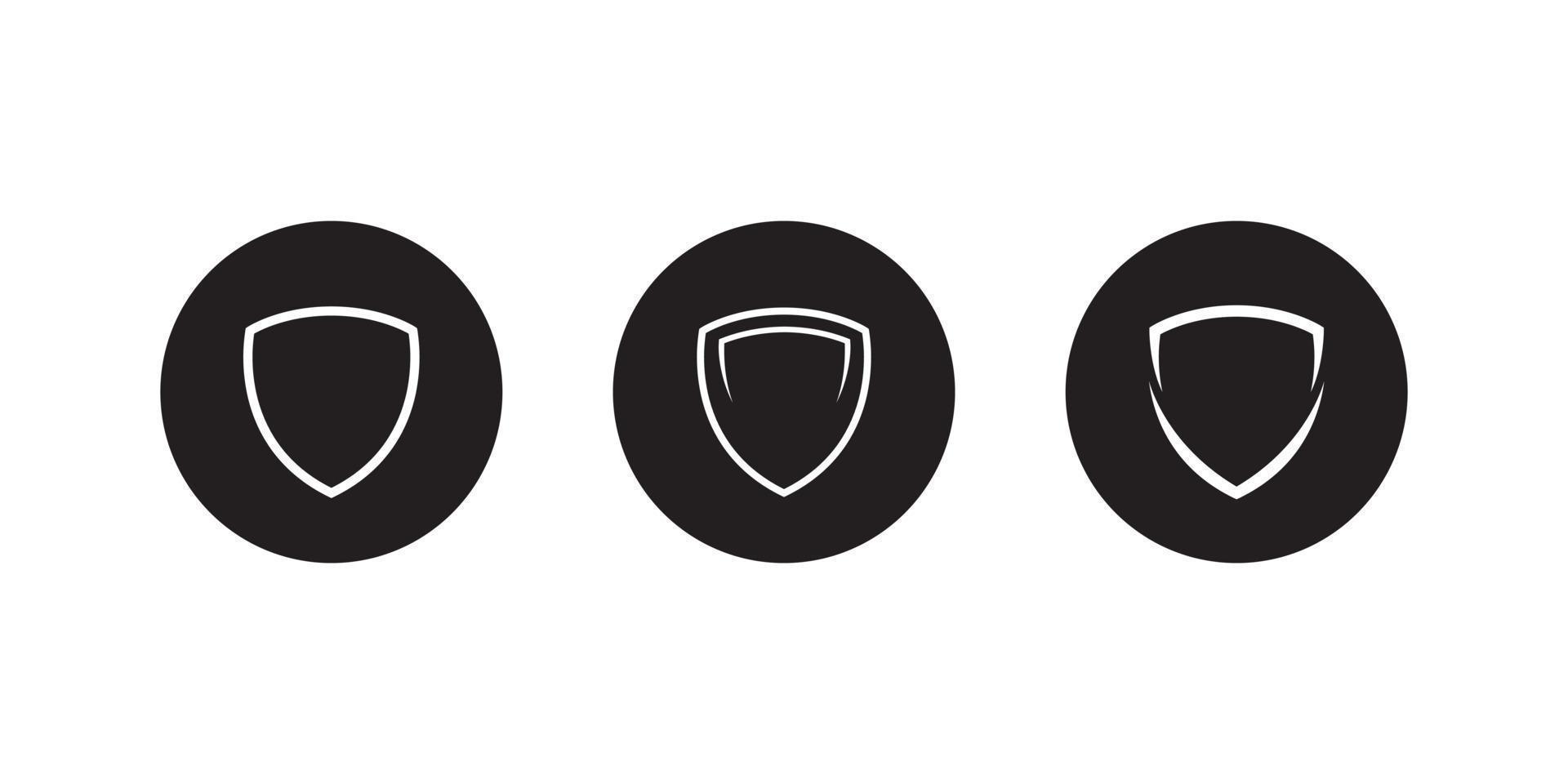 Shield icon set collection. Defense, guard, protection vector in black circle