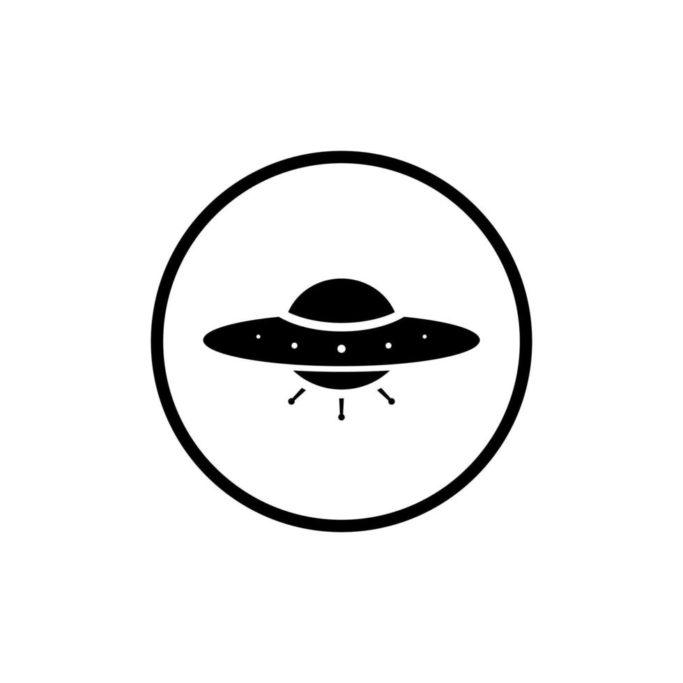 UFO, unidentified flying object icon vector in circle line