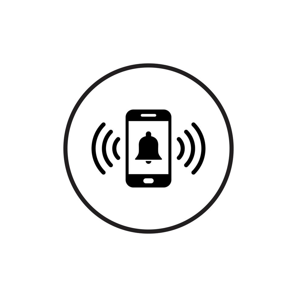 Ringing Bell Icon on Screen Smartphone. Notification sign symbol vector