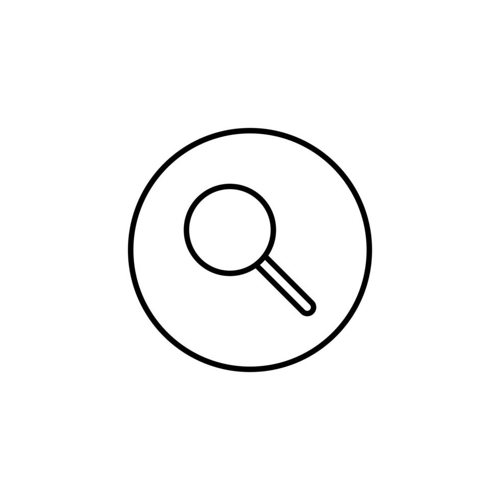 Magnifying glass icon vector in circle line