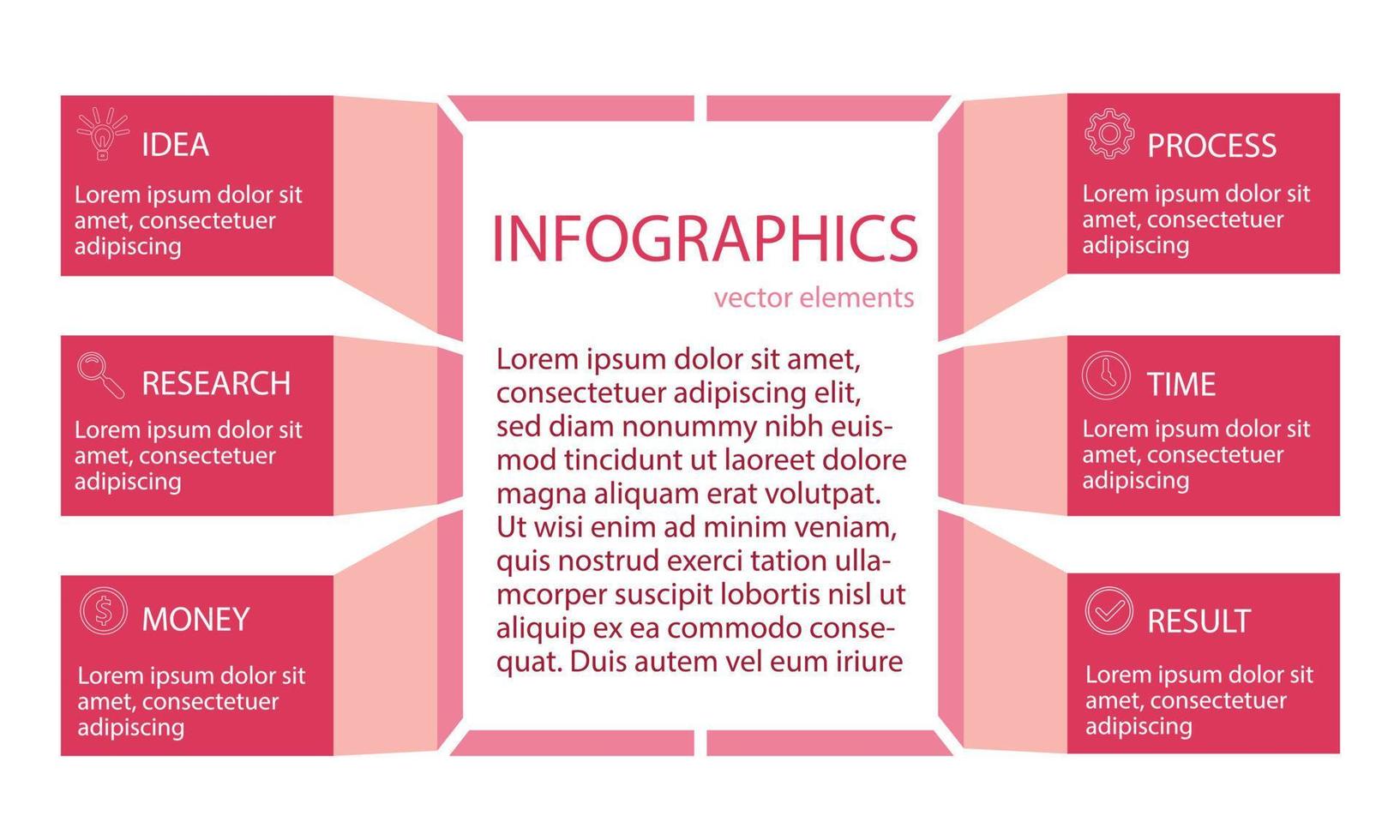 diseño infográfico vectorial con iconos. diagrama de proceso, diagrama de flujo, gráfico de información, infografías para concepto de negocio, banner de presentaciones, diseño de flujo de trabajo. vector