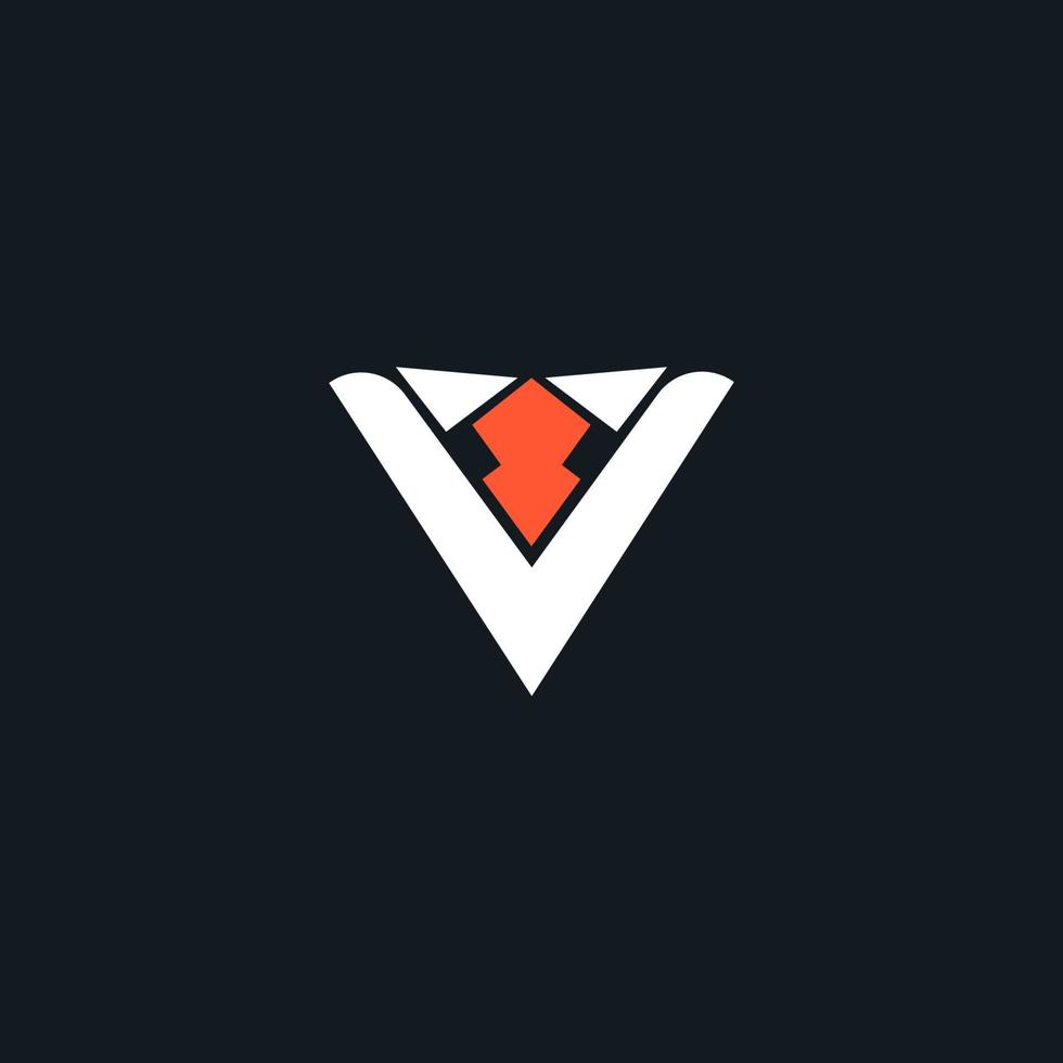 logotipo inicial de la letra v caballero vector