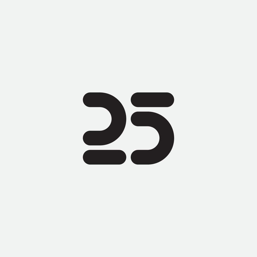 Number 25 monogram logo design vector