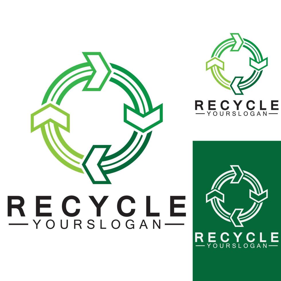 flecha verde reciclar logo vector icono plantilla