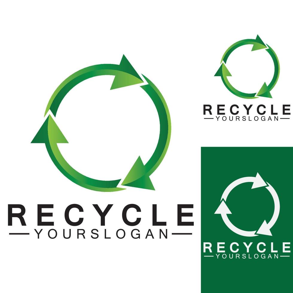Green arrow recycle logo vector icon template