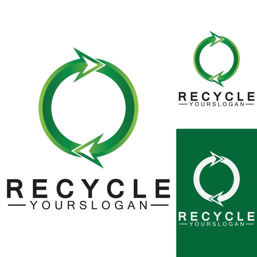 Green arrow recycle logo vector icon template