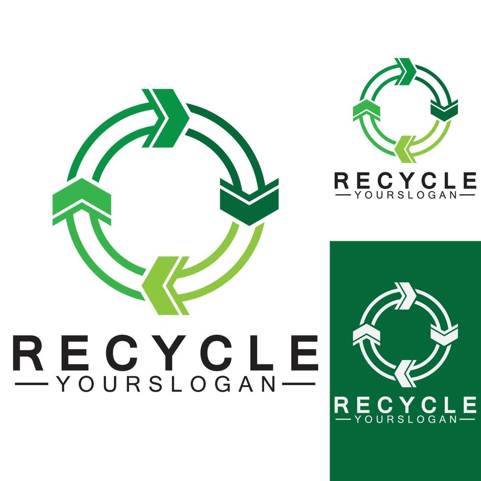 Green arrow recycle logo vector icon template