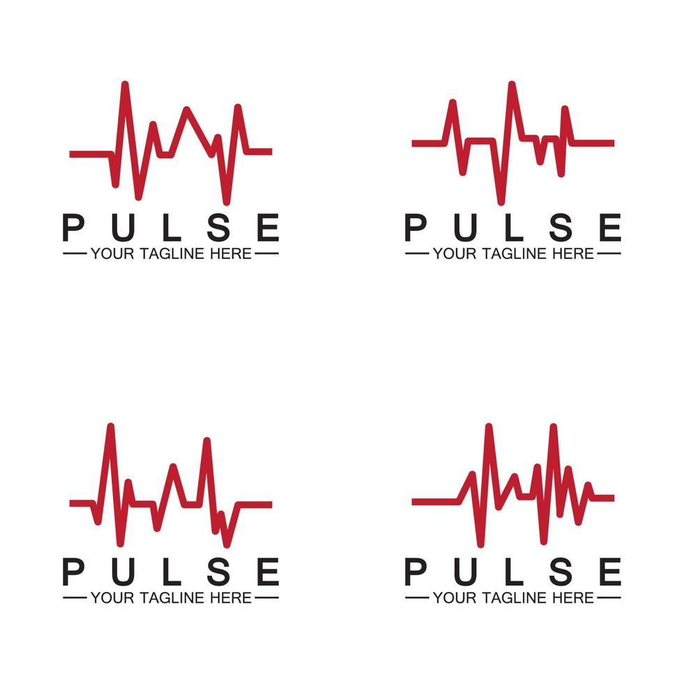 diseño de icono de vector de logotipo de línea de pulso rojo