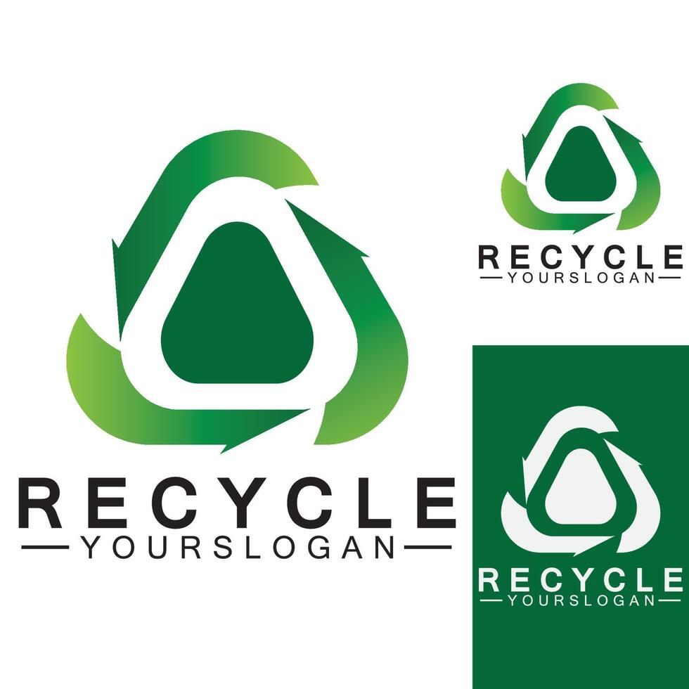 flecha verde reciclar logo vector icono plantilla