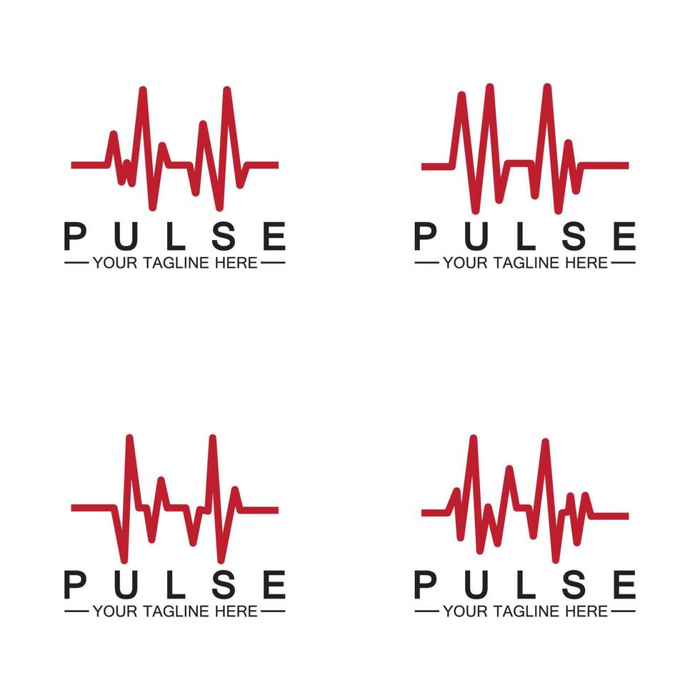 Red pulse line logo vector icon design