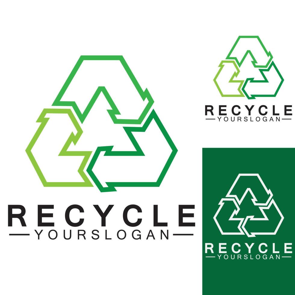 Green arrow recycle logo vector icon template