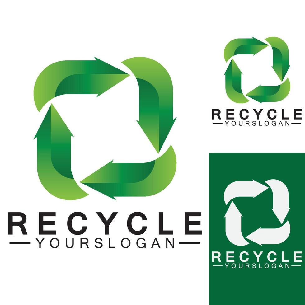 flecha verde reciclar logo vector icono plantilla