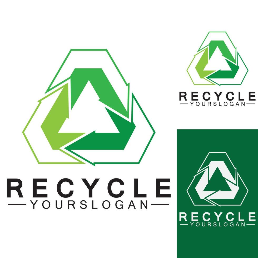 flecha verde reciclar logo vector icono plantilla