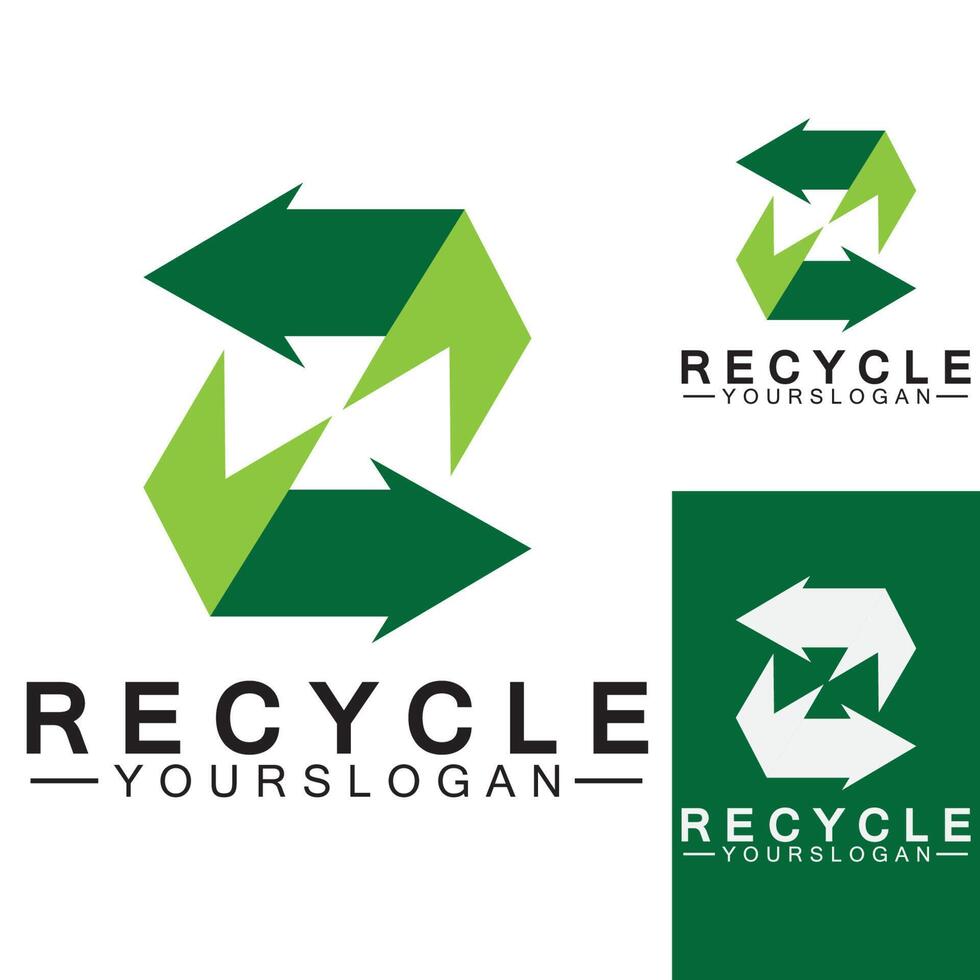 flecha verde reciclar logo vector icono plantilla