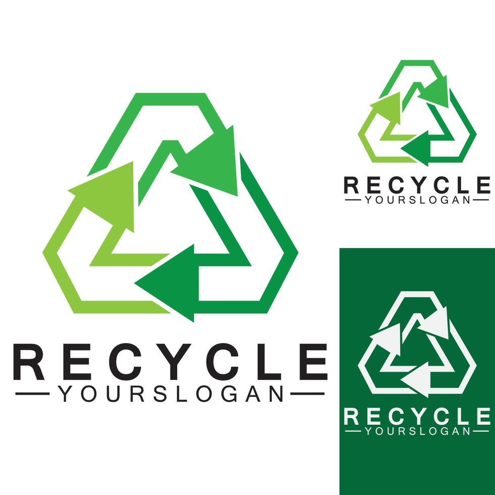 flecha verde reciclar logo vector icono plantilla