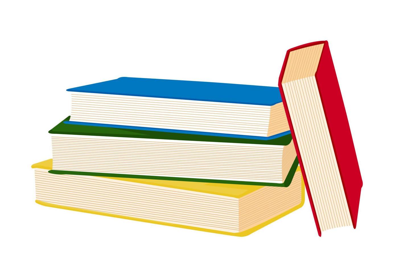 conjunto de cuatro libros aislado sobre un fondo blanco. ilustración vectorial de libros de diferentes colores vector