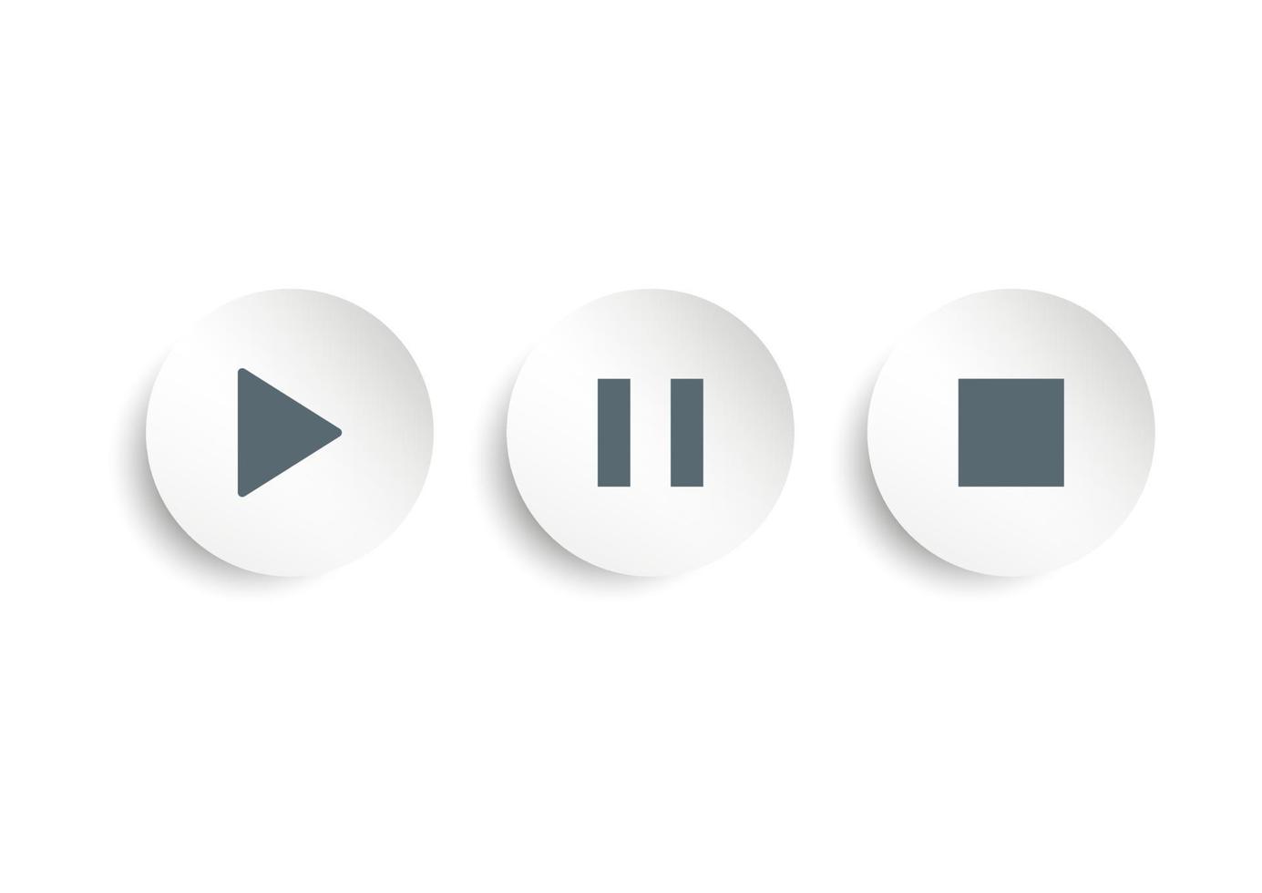 Ilustración de vector de icono de botón de reproducción, parada y pausa moderna. botones web y móvil