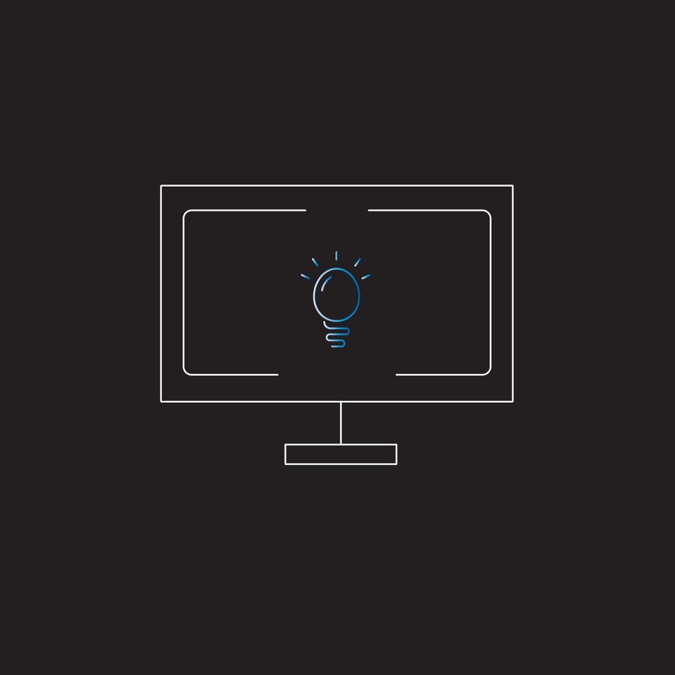 abstract designer logo with computer and light bulb illustration vector