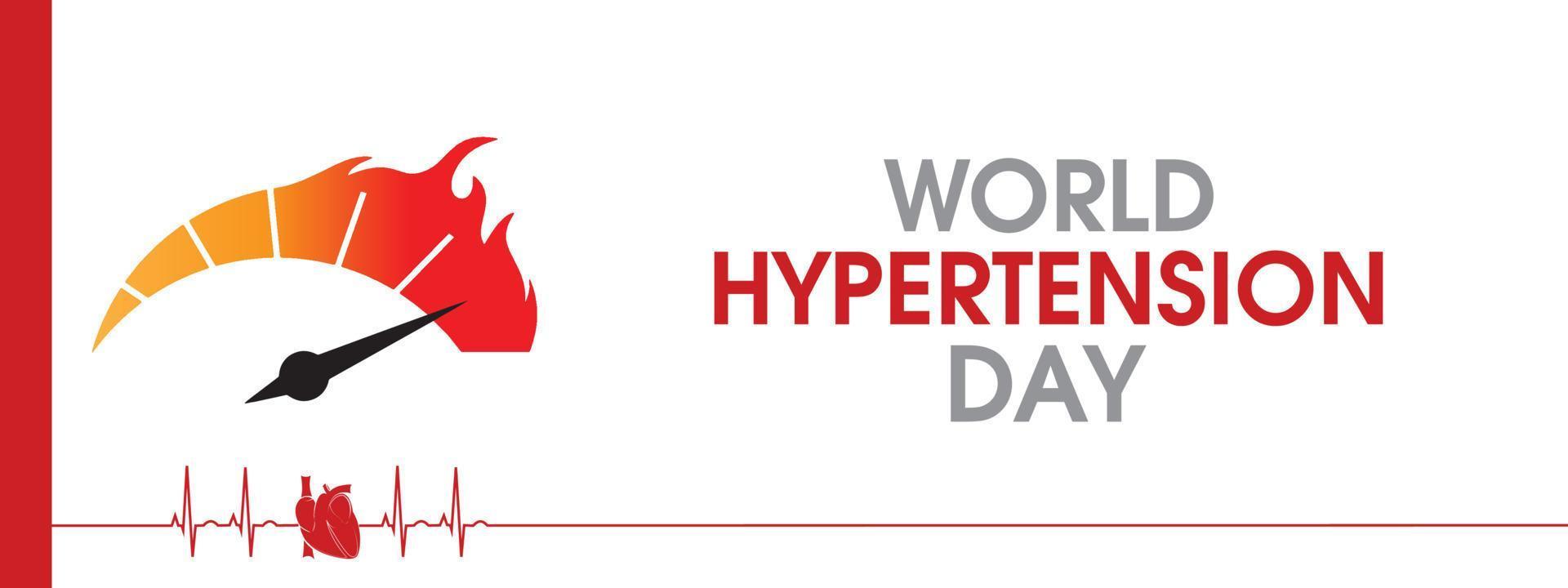 World Hypertension Day Banner design with High meter, Heart Puls, and, text on a white background, 17th May. Hypertension concept. vector illustration.