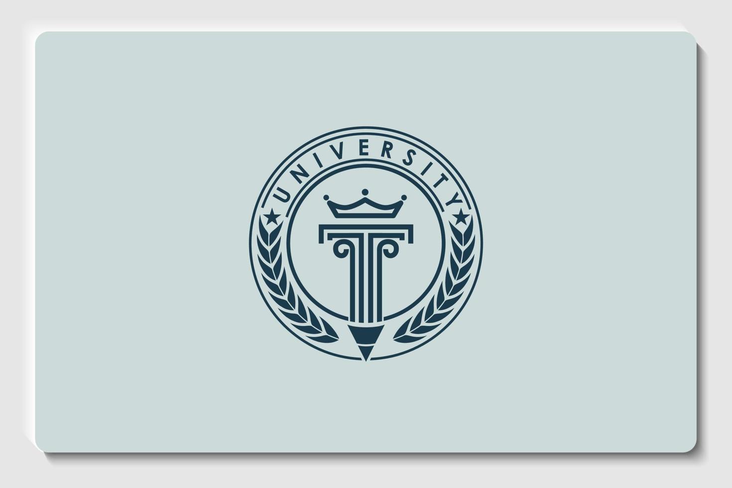 emblem education logo. pillar with fire isolated circle and branch leaf vector