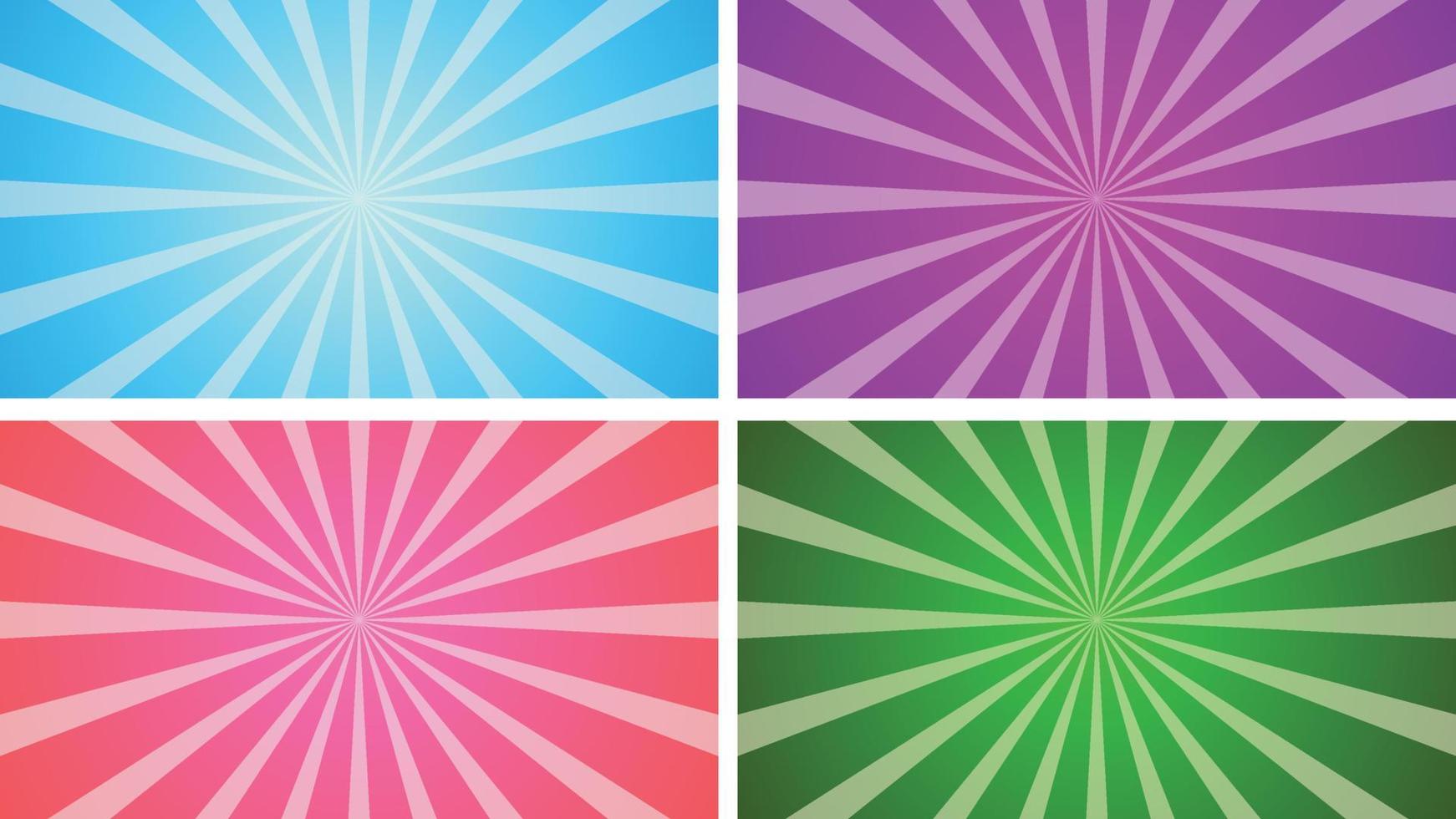 Simple mix color sunburst pack with gradient vector background illustration.