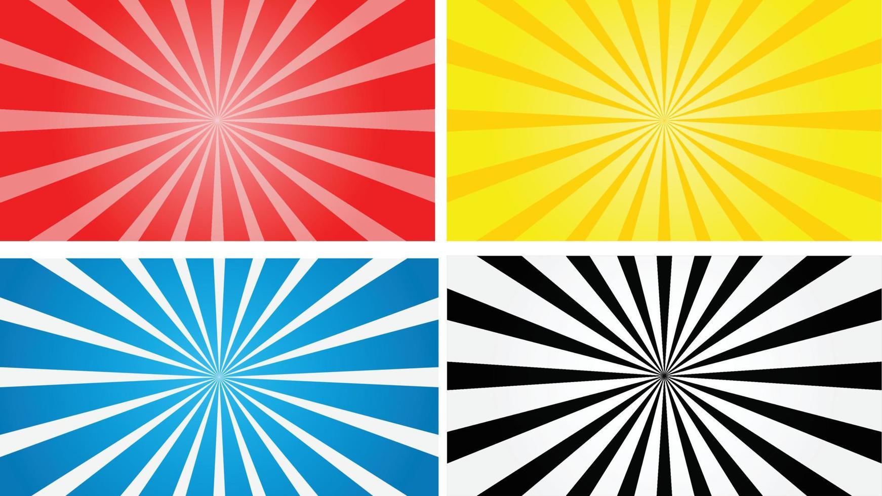 Simple mix color sunburst pack with gradient vector background illustration.