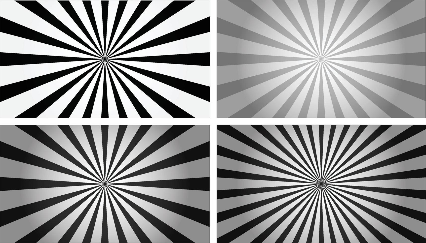 Simple black and white sunburst pack with gradient vector background illustration.