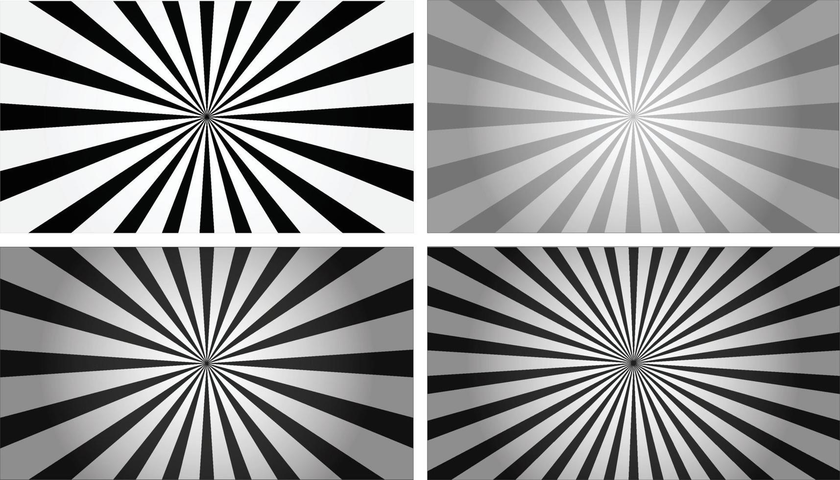 paquete simple de rayos de sol en blanco y negro con ilustración de fondo de vector degradado.