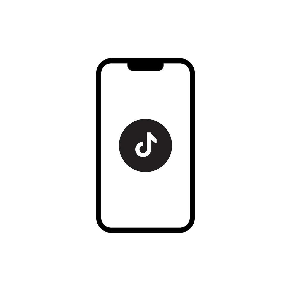 Note music icon on smartphone screen. Social media logo vector