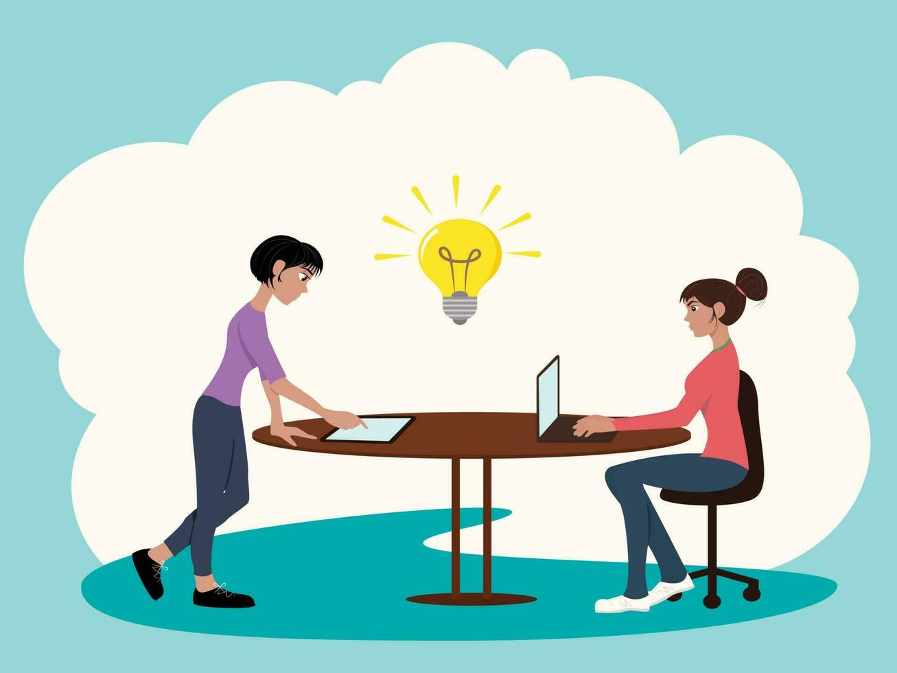 Collaboration and Teamwork generates innovation vector