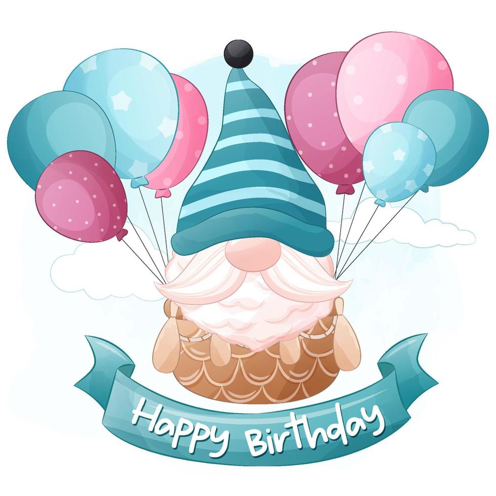 Cute Birthday Gnome Illustration vector