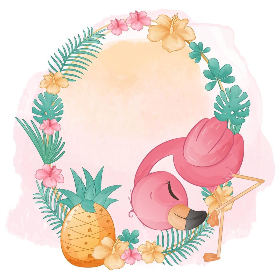 Adorable Little Flamingo Illustration vector