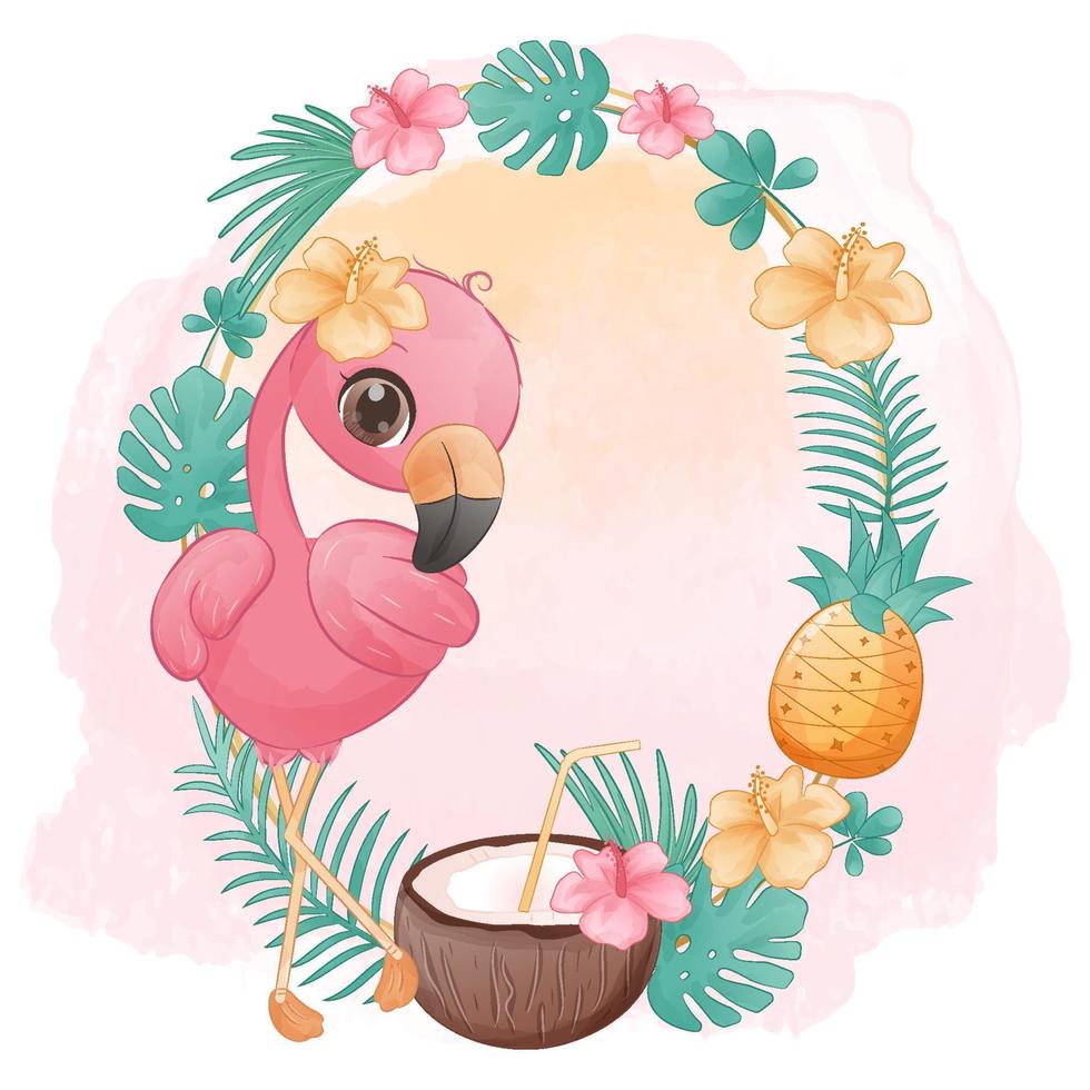 Adorable Little Flamingo Illustration vector