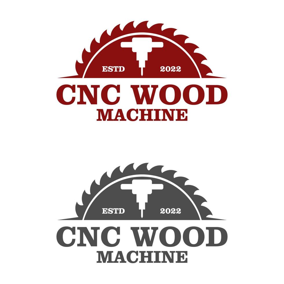 Wood cnc machine logo. woodworks machine. vector