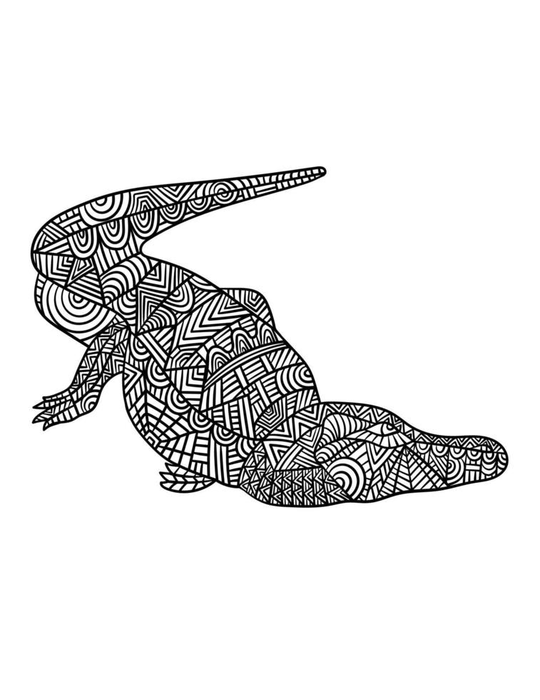 Crocodile Mandala Coloring Pages for Adults vector