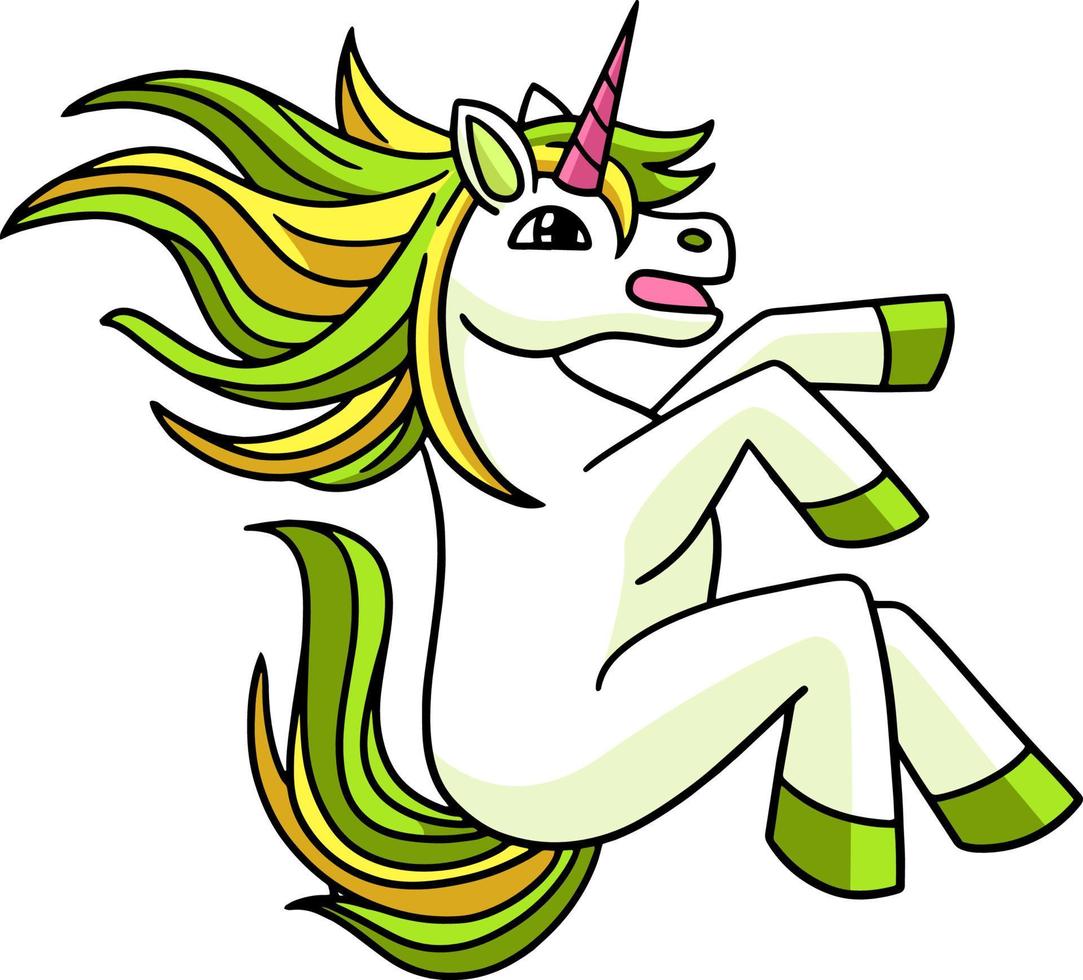 Unicorn Sliding Cartoon Colored Clipart vector