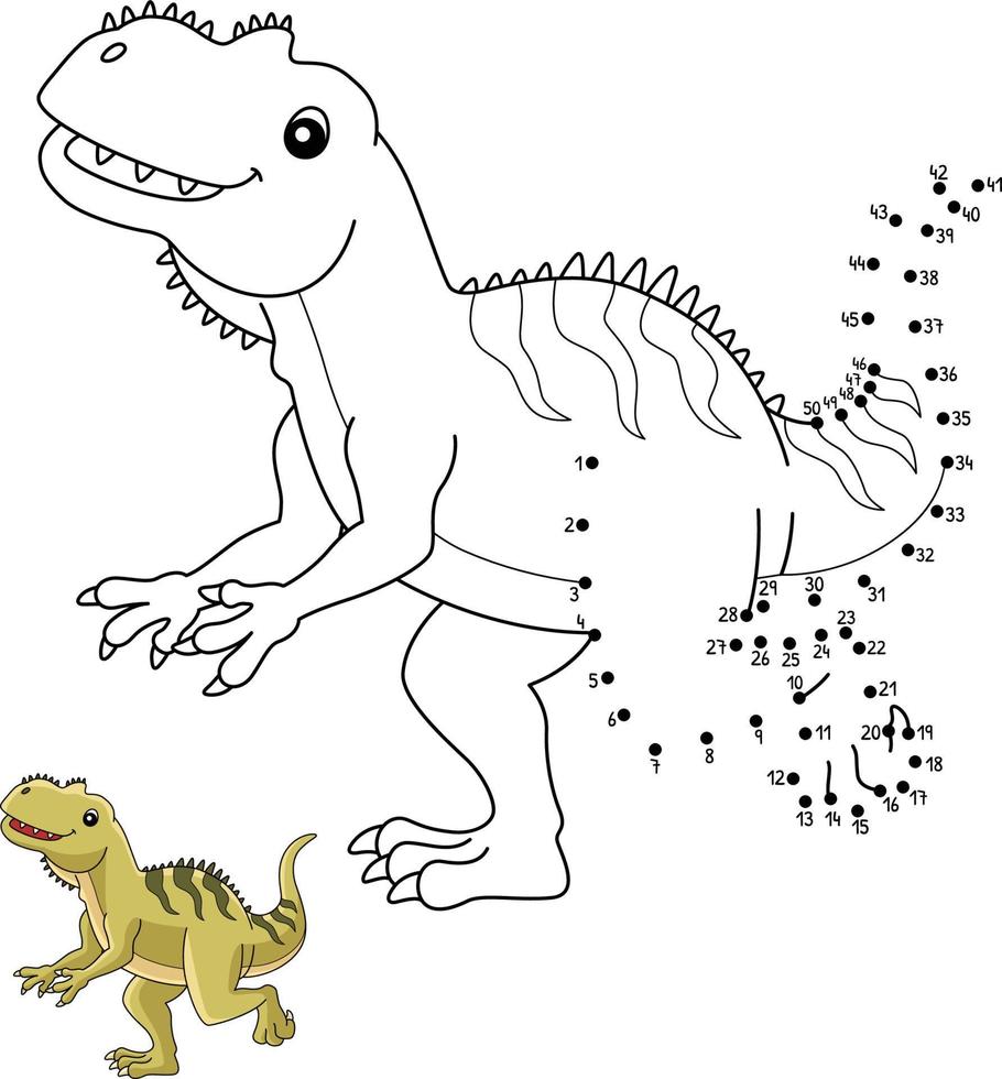 Dot To Dot Yangchuanosaurus Dinosaur Isolated vector