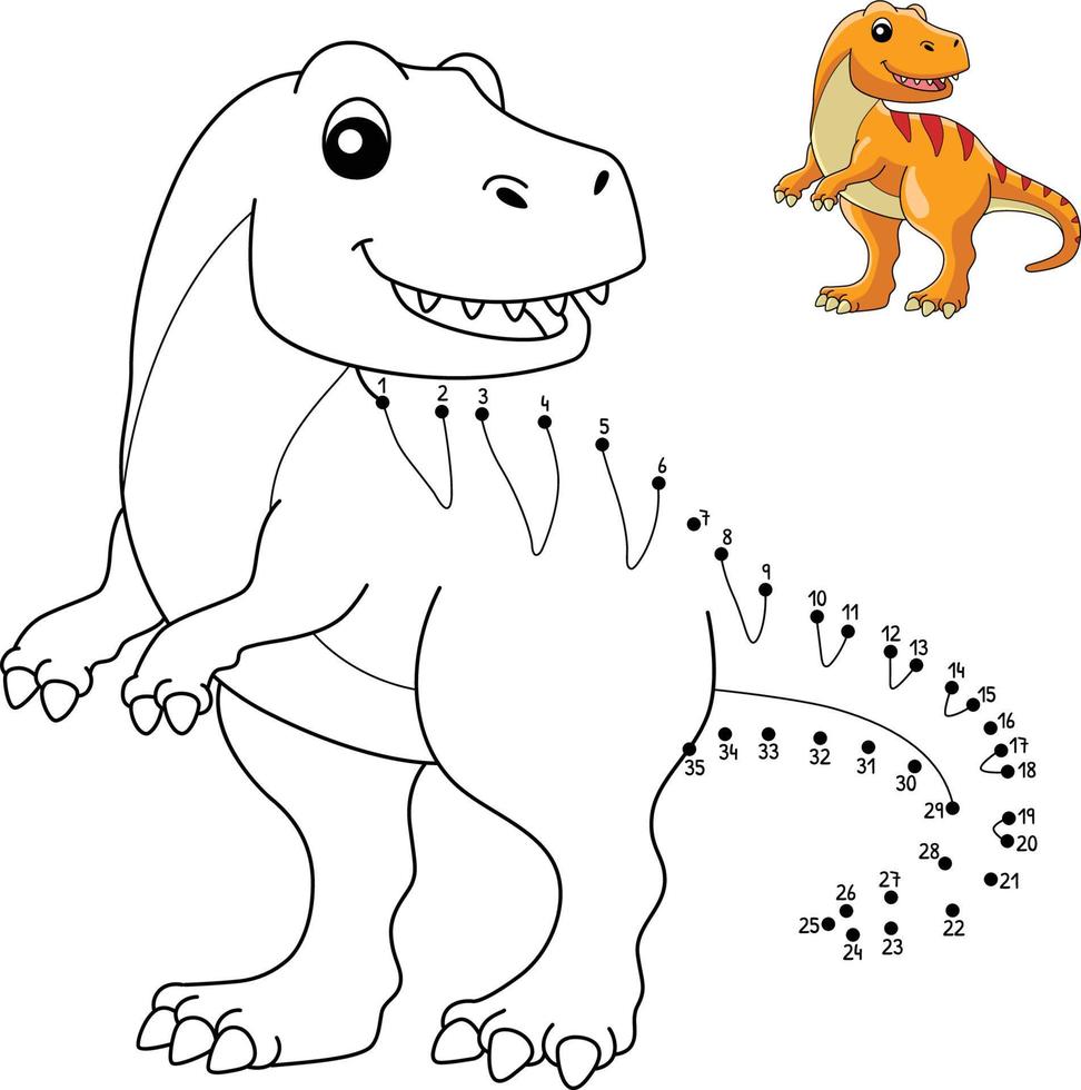 Dot to Dot Tyrannosaurus Dinosaur vector